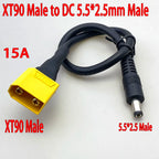 1Pcs XT90 Male/Female Connector To DC 5.5*2.1 5.5*2.5 14AWG 15A Power Cable Adaptor For Car Battery Charging Adapter Cables 30CM