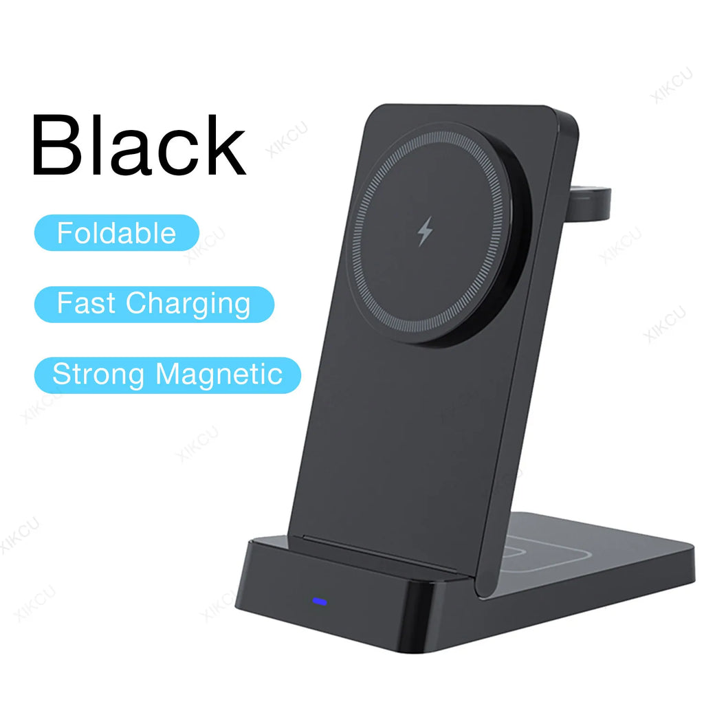 Magnetic Fast Wireless Charger Station For Magsafe iPhone 16 15 14 13 12 Pro Max Desktop Foldable Smartphone Charging Stand Dock