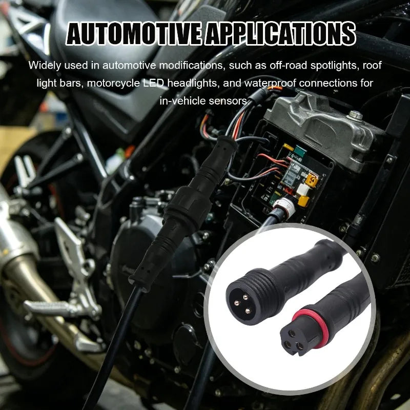 M12 IP67 Waterproof Cable Connector 2/3/4 Pin Male Female Plug with PVC Wire for Car Motorcycle LED Light Auto Accessories