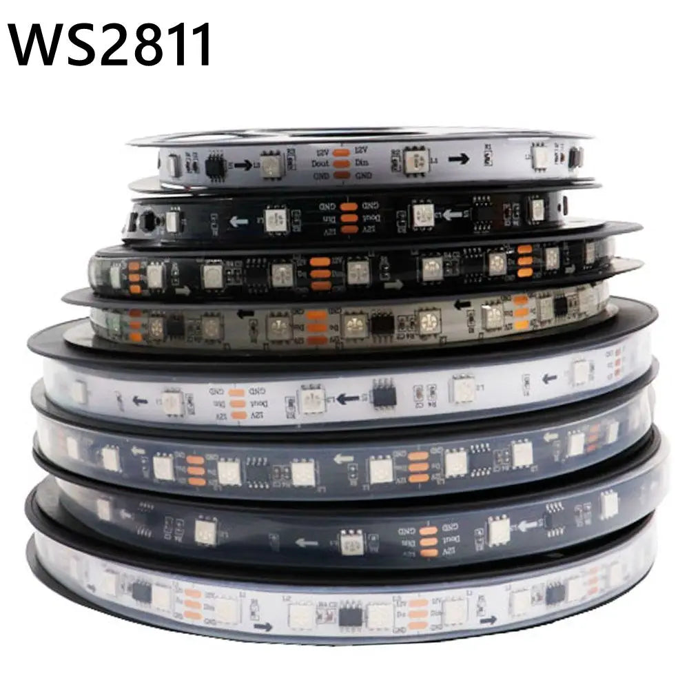 WS2811 WS2812B WS2813 WS2815 5050RGB LED Strip Lights Individually Addressable 30/60/144Pixels/Leds/m Black /White PCB DC5V/12V