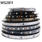 WS2811 WS2812B WS2813 WS2815 5050RGB LED Strip Lights Individually Addressable 30/60/144Pixels/Leds/m Black /White PCB DC5V/12V