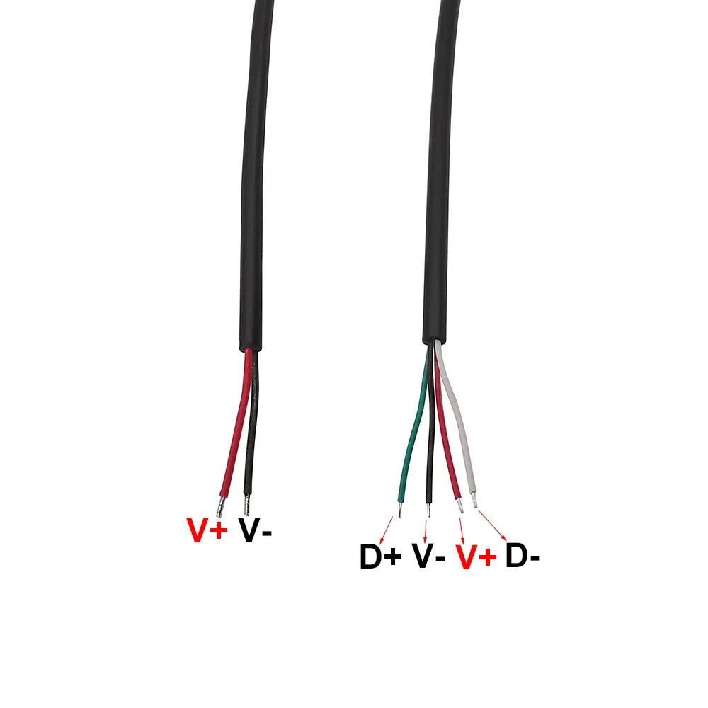 1Pcs 2 Pin 4 Pin Type-C Micro USB USB 2.0 A Male Plug Elbow Head Power Cable Welding Connector DIY Repair Line 0.25M 0.3M 1M