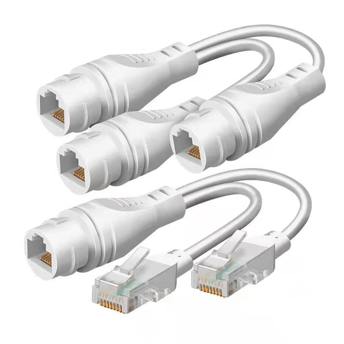 1 to 2 RJ45 Ethernet Splitter Adapter 2 Pack Waterproof Network Connector for Cat5 Cat6 Cable LAN Dual Port Share Internet