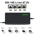72V 60V 2A/3A/5A 20S 16S 18650 Lithium Battery Charger DC 5.5*2.1mm, Multiple Plug Options, Intelligent Charger EU/US/UK/AU