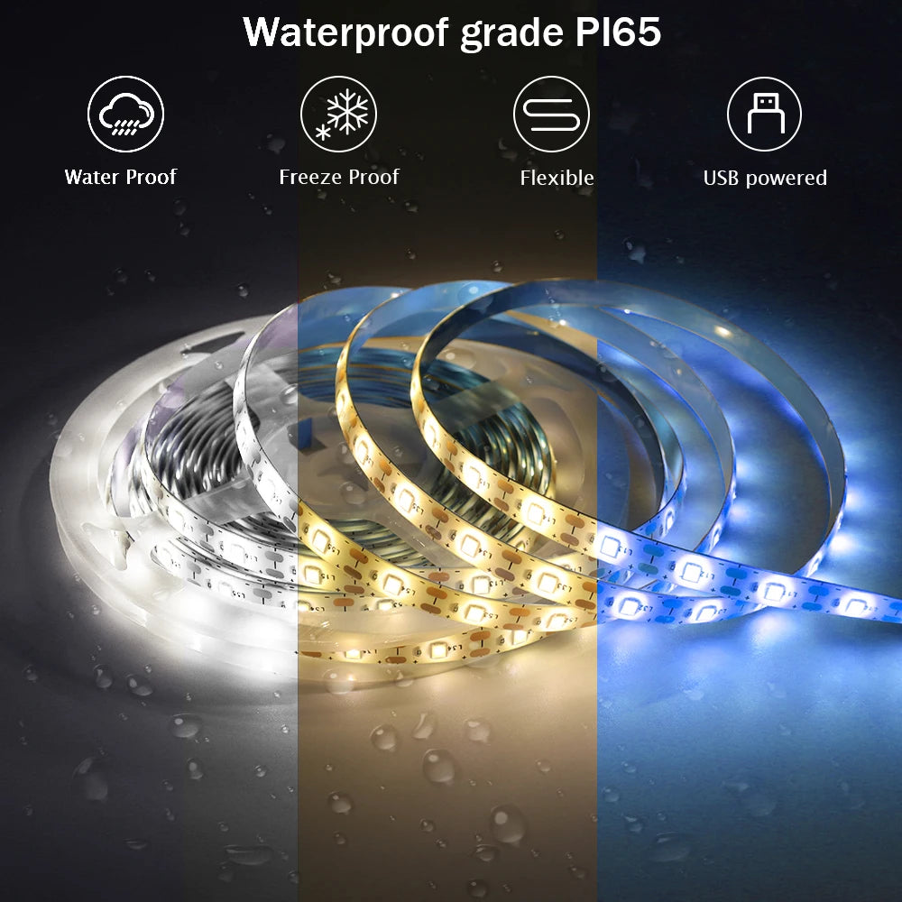 5V USB LED Strip Light Battery Power SMD 2835 3528 60LED 0.5m 1m 2m 5m Cold White Warm Blue Ribbon Cabinet Lights Night DC5V
