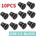10PCS Panel Openings, 24 Metal Circular D-Shaped USB 2.0 3.0 Single Port Double Port Female Socket Waterproof Joint