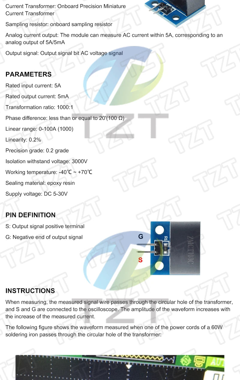 1/3PCS ZMCT103C 5A Range Single Phase AC Active Output Onboard Precision Micro Current Transformer Module Current Sensor
