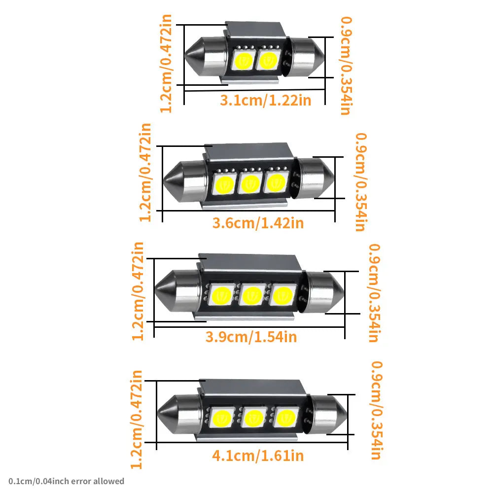 2/4/6/10PCS Super Bright Festoon LED 31/36/39/42MM 5050 3Chips Aluminum Body Fast Cooling for Car Reading Liscense Plate Light