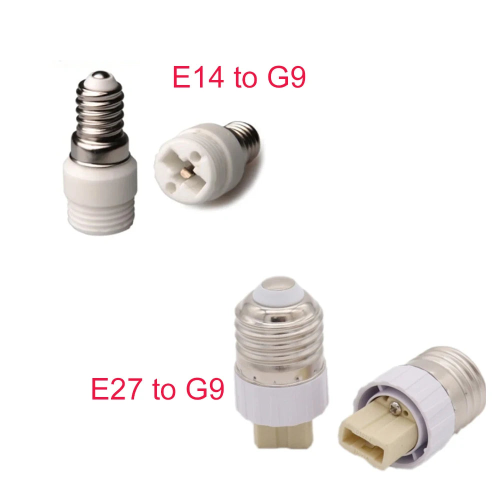 2pcs E14 To G9, E27 to G9 Light Socket Adapter Fireproof Porcelain G9 LED Halogen CFL Lamp Bulb Base Holder Converter Extender
