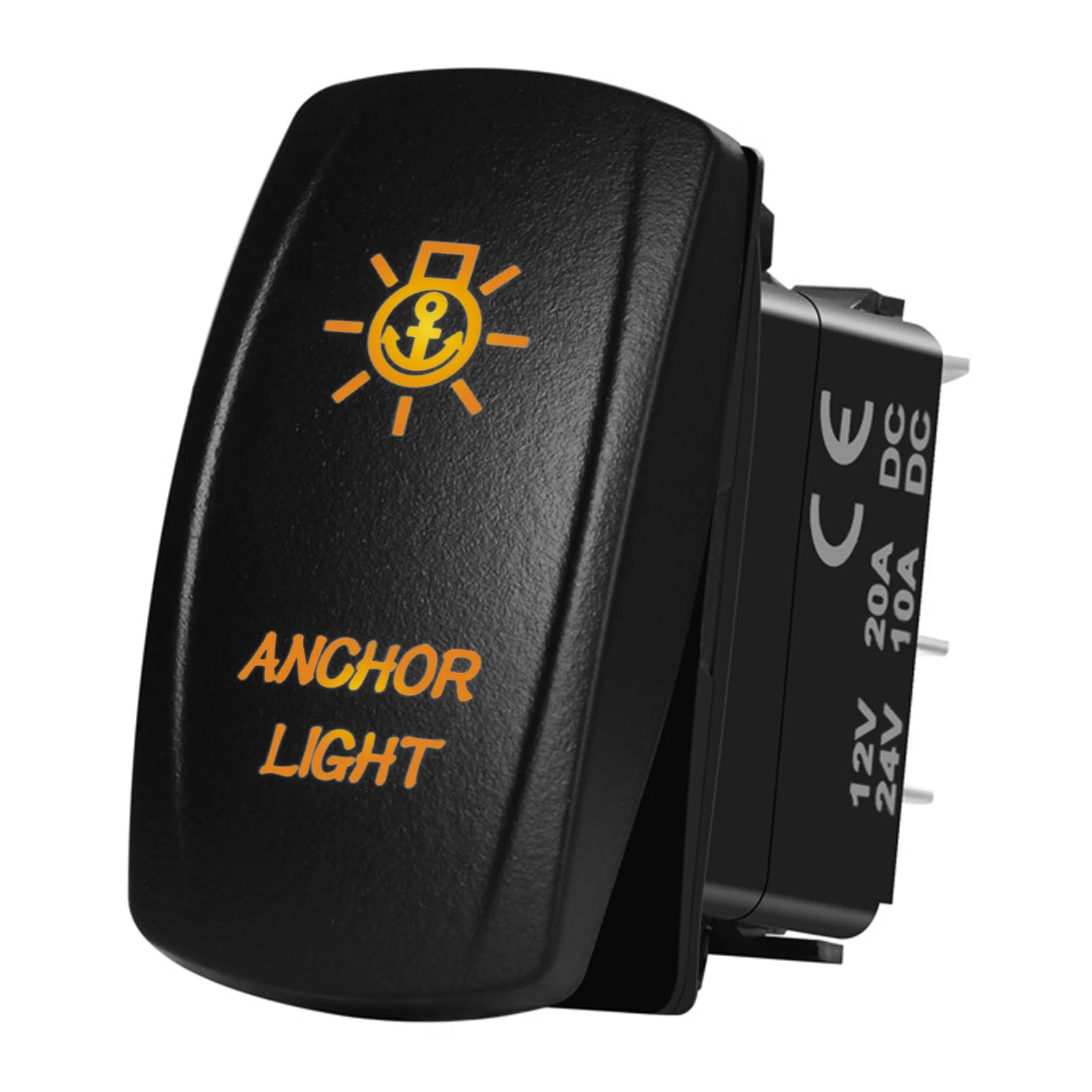 Marine Boat Rocker Switch 12/24V Orange Backlit Anchor Beacon Up Down Button ON OFF/ON OFF ON Momentary Toggle Switch Waterproof