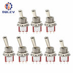 Red Mini 3pin 6pin 6mm 2/3 Position Self-resetting Toggle Switches ON-(ON)DPDT Mini Toggle Switches 6A/125V 3A/250V MTS
