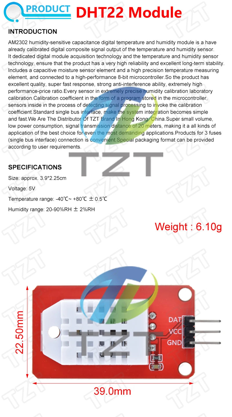 TZT 1/3/5PCS Digital Temperature Sensor / Humidity Sensor AM2302 DHT22 Sensor Module For Arduino electronic DIY