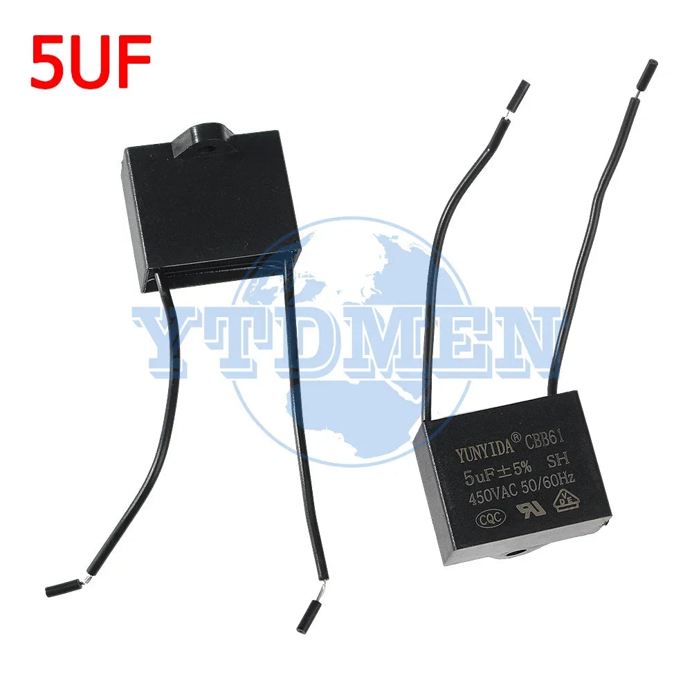 1/2/5PCS CBB61 Motor Run Capacitor 450V AC Fan Capacitors 0.8/1/1.2/1.5/1.8/2/2.5/4/5/6/8/10UF for Ceiling Fan & Air Conditioner