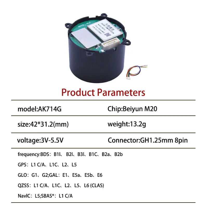 ZED-F9P/UM980/UM981/UM960/Beiyun M20 GNSS/GPS Centimeter-Level RTK Module with Helix Antenna Compass IST8310/RM3100,FOR UAV