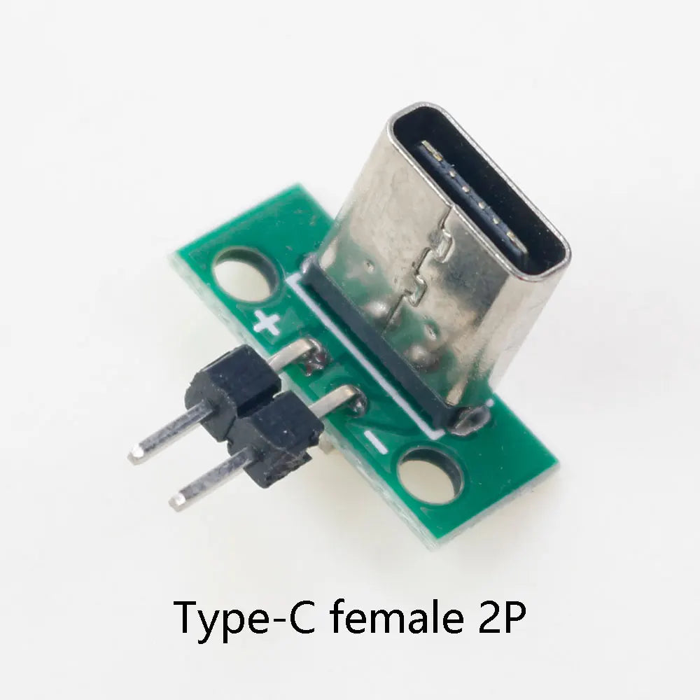 2pcs Micro Mini USB Type C USB 2.0 3.0 Male Female PCB Connector 90 Degree with Pin Header Data Charging Cable Jack Test Board