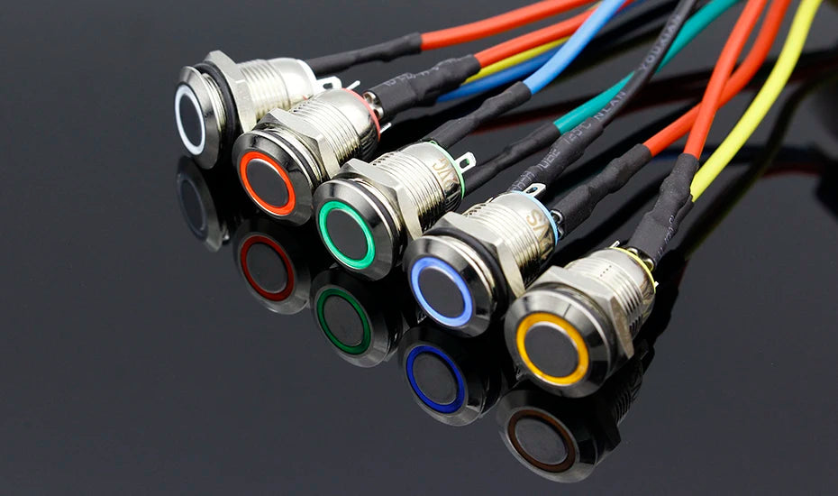 1PC 12MM with LED 3V 5V 12V 24V 220V Metal Button Switch Momentary push button auto reset waterproof illuminated