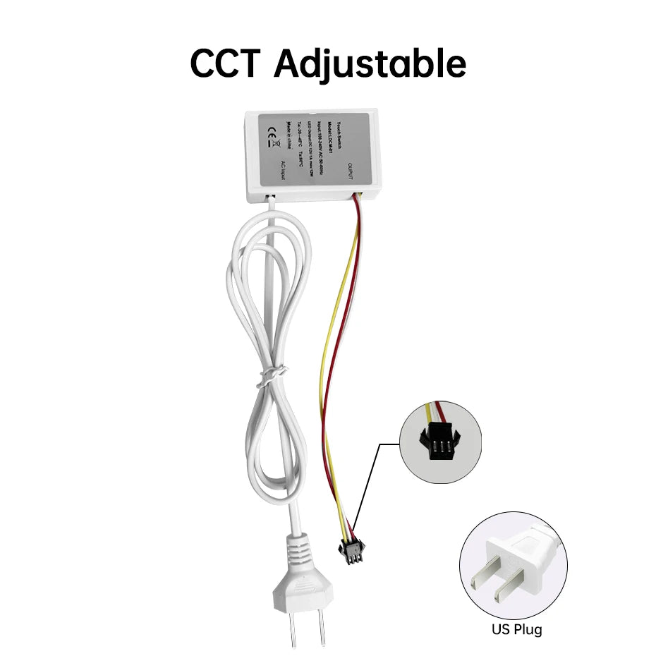 Bathroom Mirror Touch Sensor Switch AC110-220V to DC12V 1A with Infinite Dimming Control for Makeup Mirror Backlight Decoration