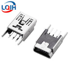 10PCS Mini USB SMD SMT 4Pin 5Pin Female Mini B Socket Connector Plug Straight DIP Jack Connector Plug-in