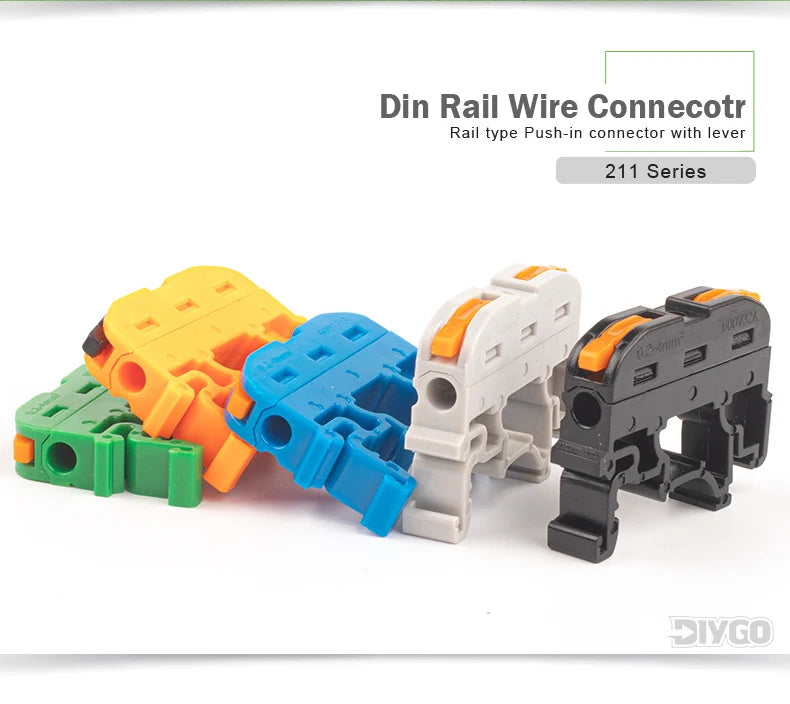 5/10pcs Din Rail Terminal Block Wire Connector 211 Quick Wire Compact Splicing Conductor Fast Cable Connector Conductor