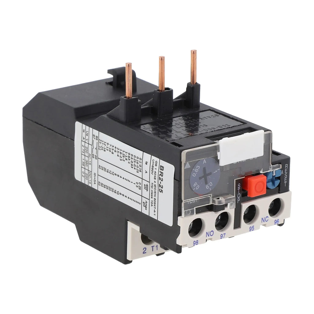 Thermal Overload Motor Relay 3 Phase AC 50Hz/60Hz FR NR2-25 IP20 Plug-in With Indicator Light For CJX2 Series Contactors