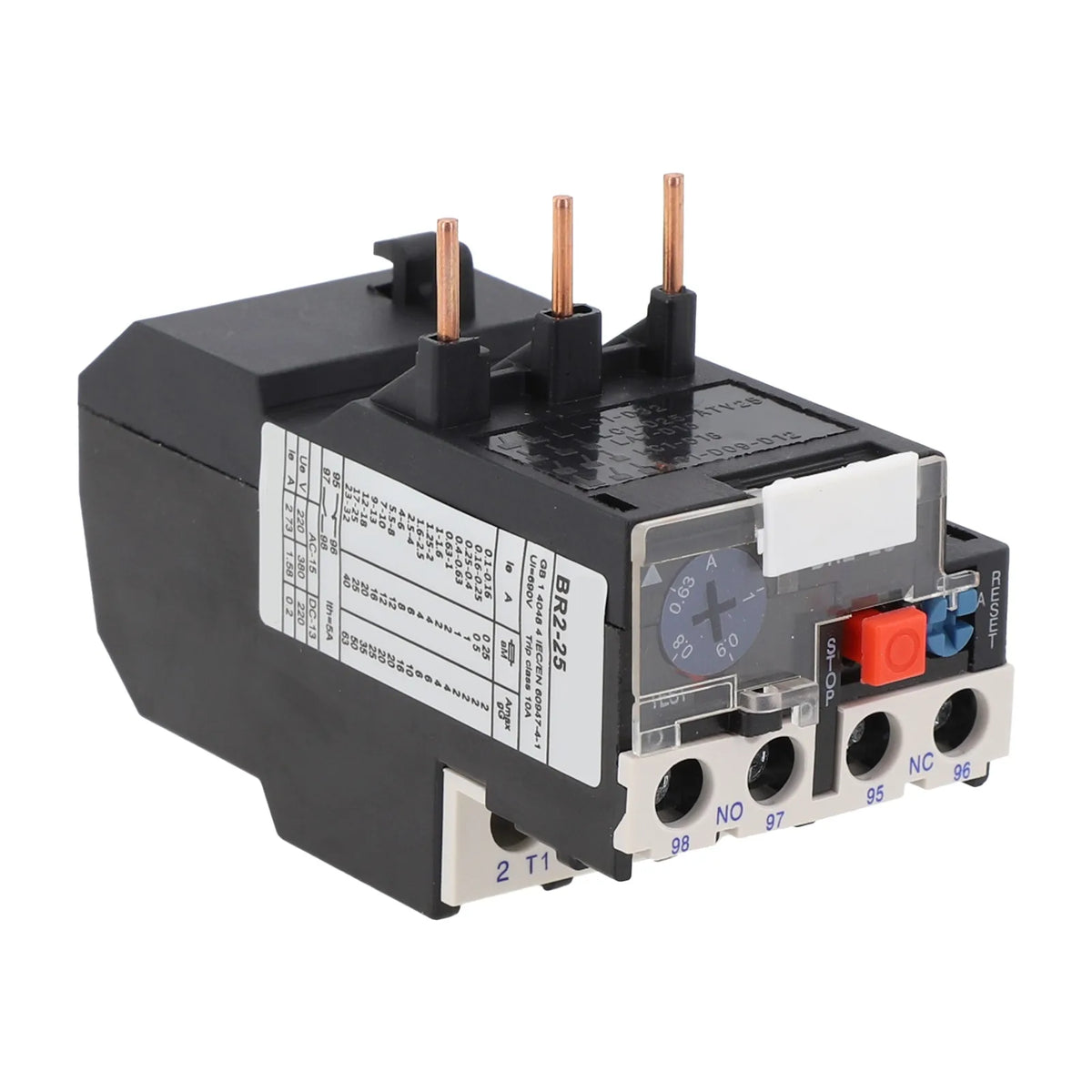 Thermal Overload Motor Relay 3 Phase AC 50Hz/60Hz FR NR2-25 IP20 Plug-in With Indicator Light For CJX2 Series Contactors