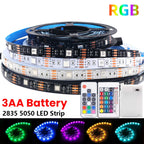 DC 5V 5050 RGB Strip LED Light Battery Powed Waterproof Ribbon Tape Stable Led Strips Indoor Outdoor Decoration Remote Control