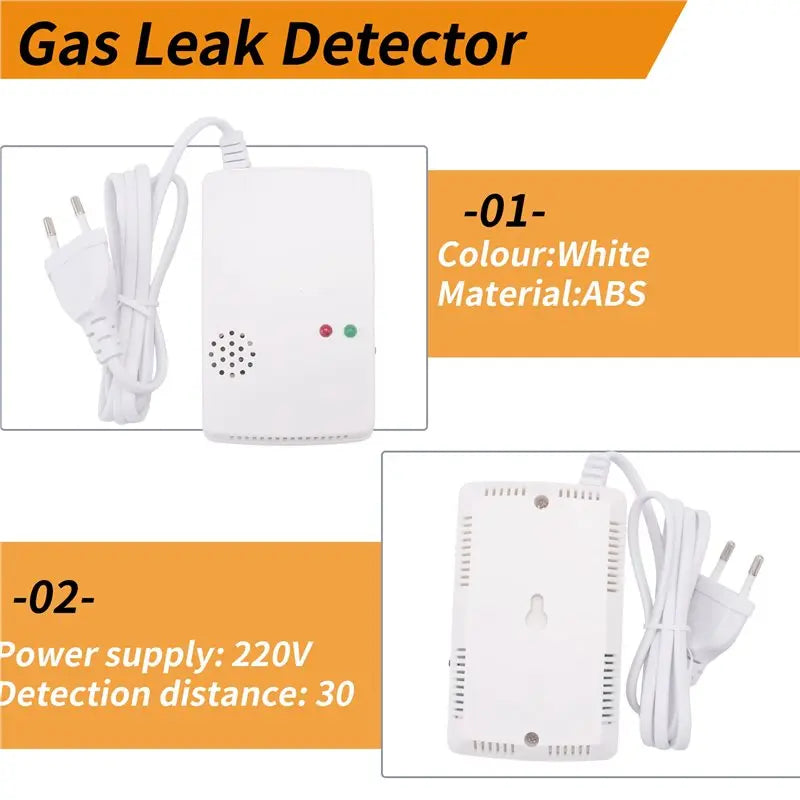 Gas Leak Detector Combustible Propane Butane Methane Leak Warning Combustible Gas Alarm Sensor For Home Security EU Plug-Y41A