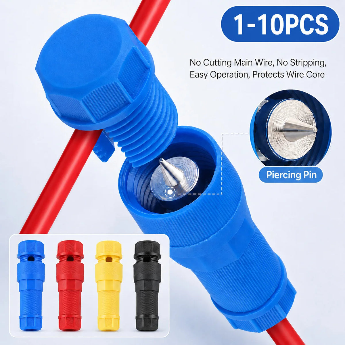 1/5/10PCS T-Tap Piercing Wire Connectors Quick Lock Self Stripping Terminal Block Low Voltage LED Cable Splice Kit