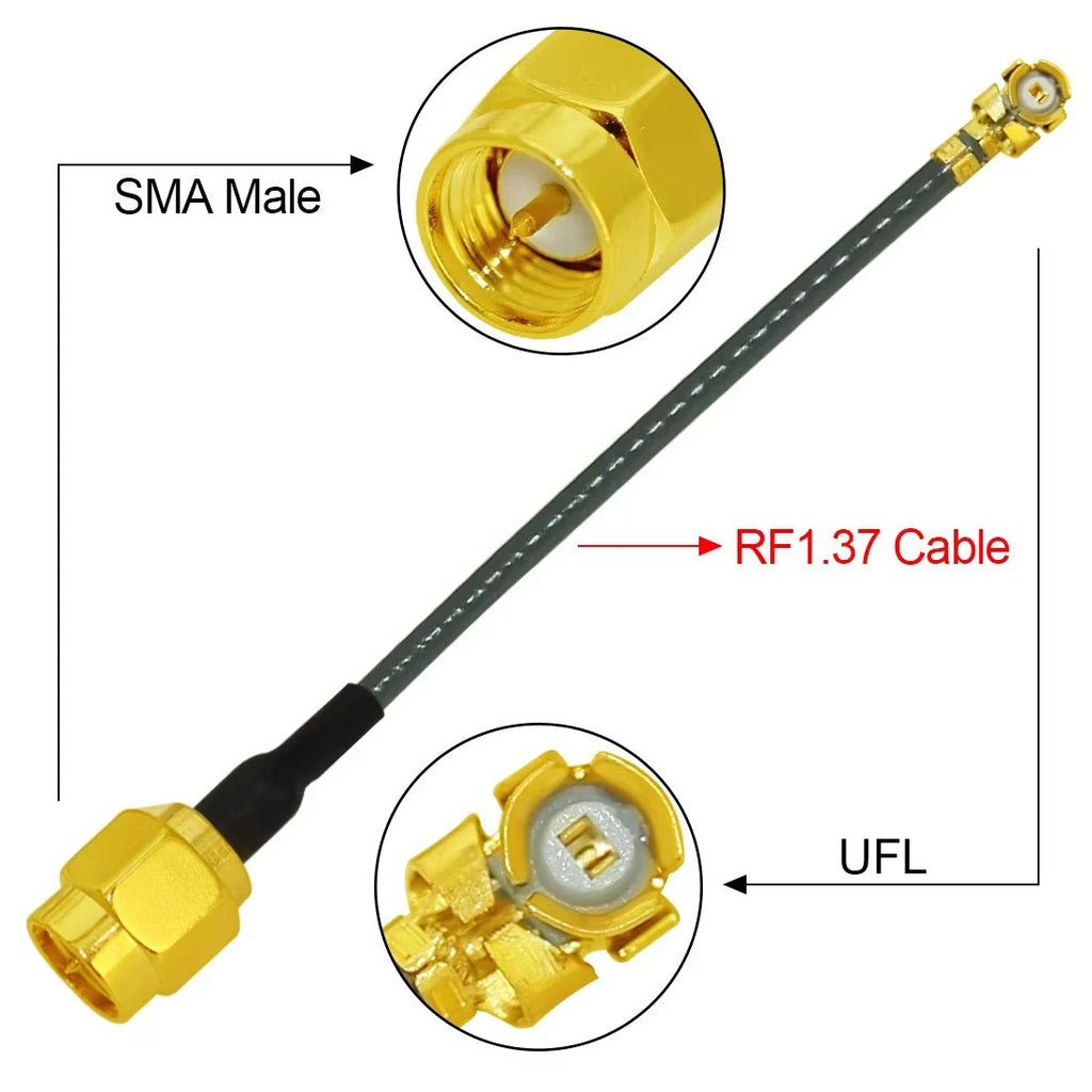10cm/20cm/30cm U.FL Switch SMA Male Female Jack Pigtail Cable 1.37mm for PCI WIFI Card Wireless Router