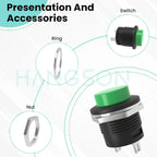 6Pcs R13-507 Momentary Push Button 2 Pin Self-Resetting Mini No Lock Round SPST 1NO Switch 3A 250V AC/6A 125V AC Button Assorted