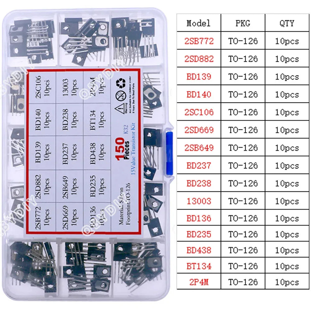 TO92 TO126 TO220 DIP Triode PNP NPN Field-Effect Transistor Assorted Kit Mosfet Thyristor mixed set