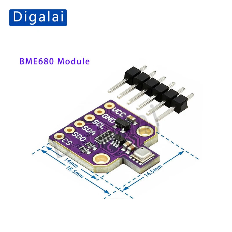 High quality BME680 BO SCH Temperature Humidity Pressure Sensor Compatible with 3.3V and 5V Ultra-small Pressure Altitude Devel