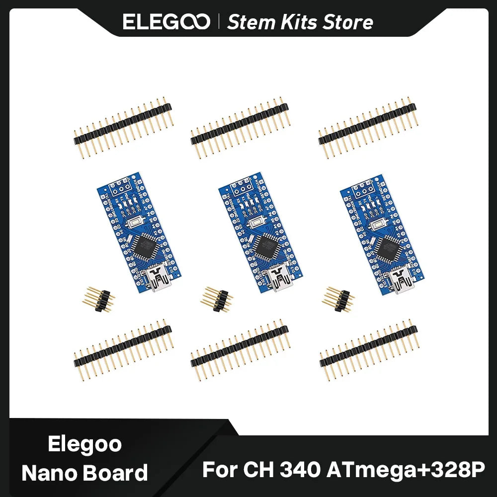 ELEGOO Nano Board CH340/ATmega328P Without USB Cable, Compatible with Arduino® (Nano X 3 Without Cable)