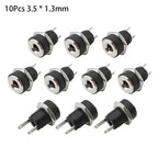 10Pcs DC Power Jack Supply Socket Connector 3.5*1.3/5.5*2.1/5.5*2.5mm DC 2 Terminal 2 Pin Panel Mount Connector Plug Adapter