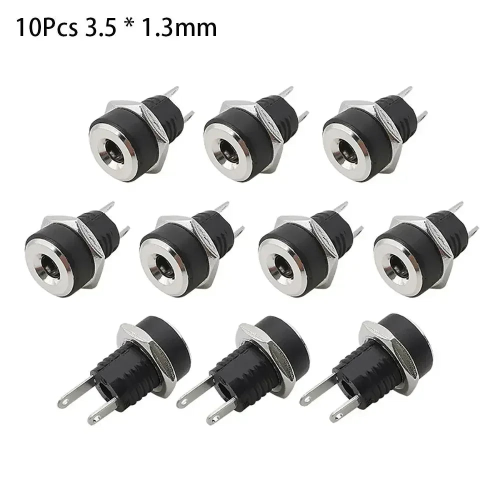 10Pcs DC Power Jack Supply Socket Connector 3.5*1.3/5.5*2.1/5.5*2.5mm DC 2 Terminal 2 Pin Panel Mount Connector Plug Adapter