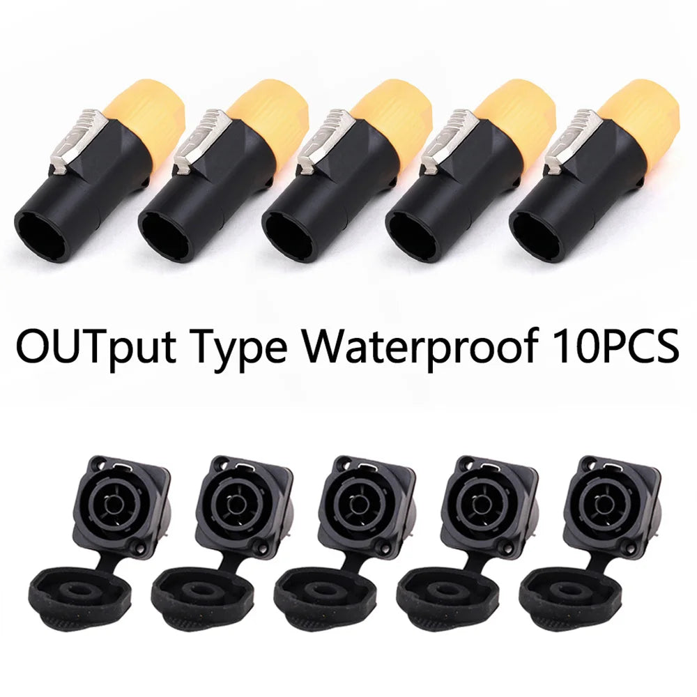 10pcs/5Sets New 3Pins Waterproof Locking Male Cable Plug+Female Chassis NAC3MPX or NAC3MX-W+NAC3FPX+Powercon Connector NAC3FX-W
