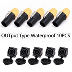 10pcs/5Sets New 3Pins Waterproof Locking Male Cable Plug+Female Chassis NAC3MPX or NAC3MX-W+NAC3FPX+Powercon Connector NAC3FX-W