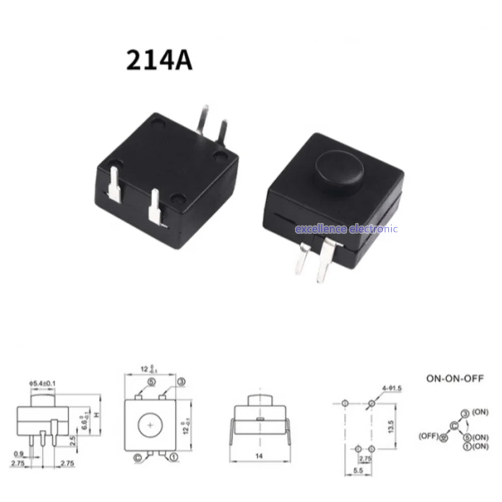 72PCS/Box Tactile Push Button Switch 1212 1813, Clicky On/Off Switch for LED Flashlight Headlamp Torch Lantern DIY Parts