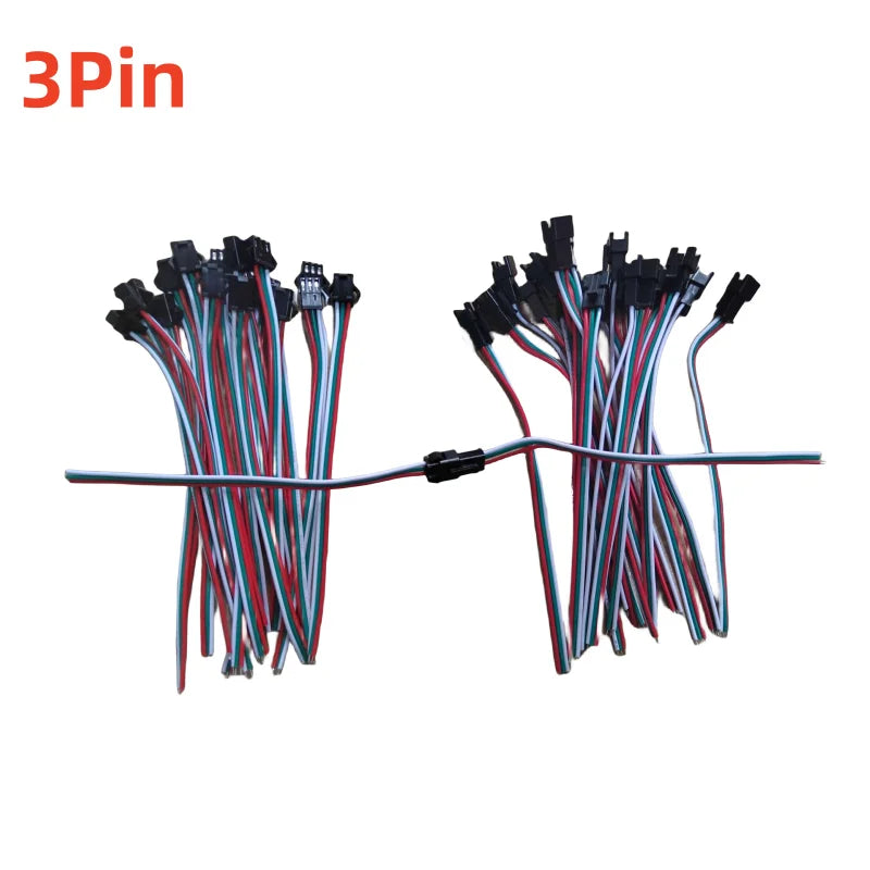 100Pairs 2pin/3pin 4pin 5pin 6Pin JST Male To Female Led Connector 15cm Wire for 2811 5050 RGB RGBW RGBCCT Led Strip Lamp Driver