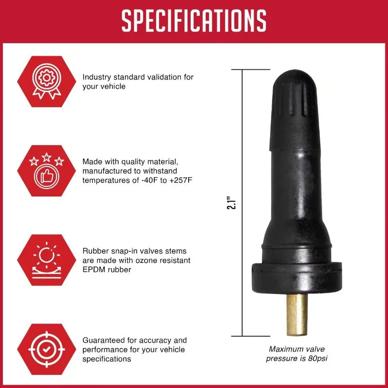 4Pcs TPMS Tire Pressure Monitoring System Anti explosion Snap In Tire Valve Stems