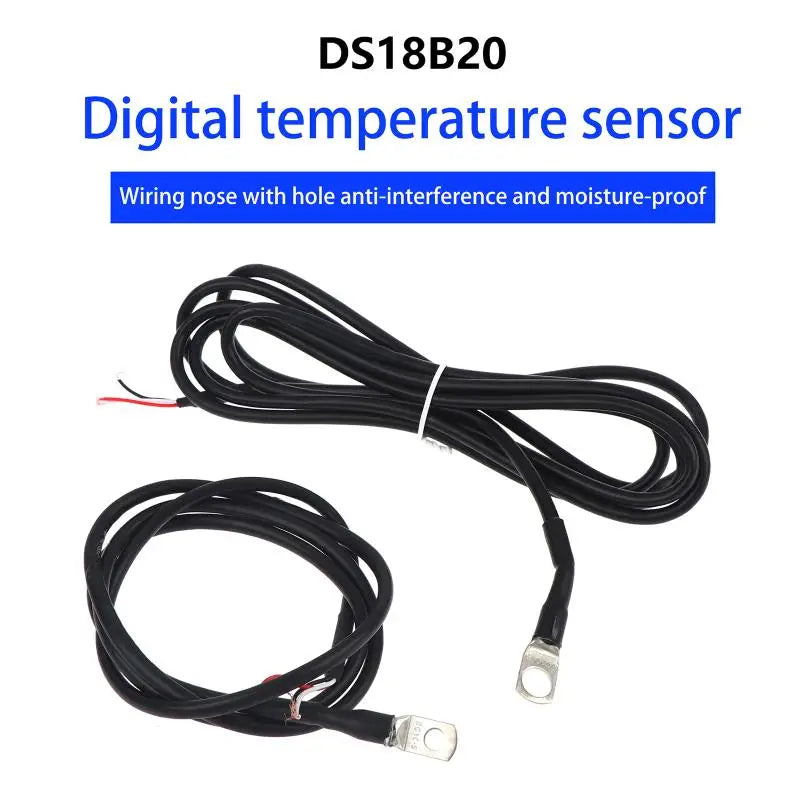 New DS18B20 Digital Temperature Sensor Copper Lug Inner Hole Installation 4mm/5mm/6mm/8mm With 1M/2M Shielded Cable