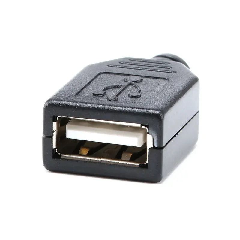 Type A Male Female USB 4 Pin Plug Socket Connector With Black Plastic Cover Type-A DIY Kits