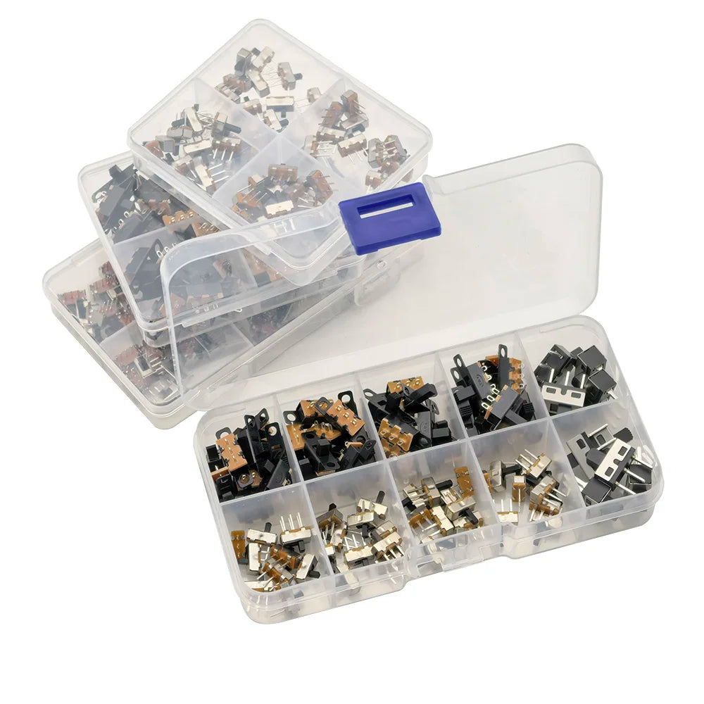 1Box Micro Slide Switch Kit 1P2T SPDT 3 Pin 2 Positions DIP PCB Mount ON-OFF Toggle Switch Interruptores 2/3/4/5/6/7MM 50V 0.5A
