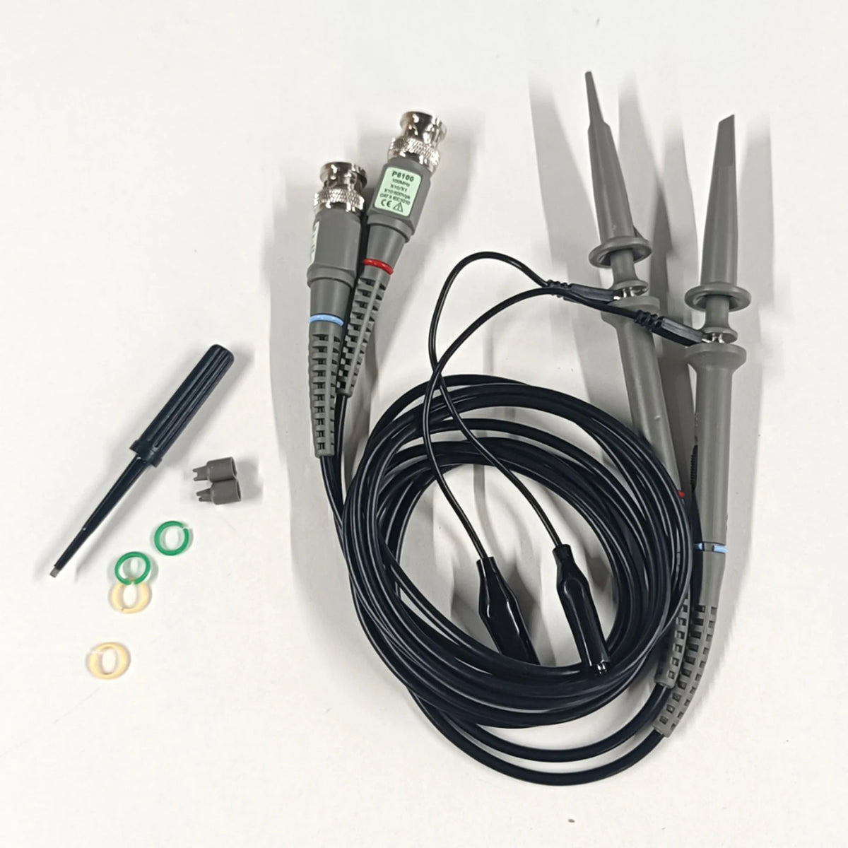2pcs P6100 BNC Oscilloscope Probe Kit DC-6MHz DC-100MHz 1X 10X High Precision Scope Analyzer Clip Testing Probes