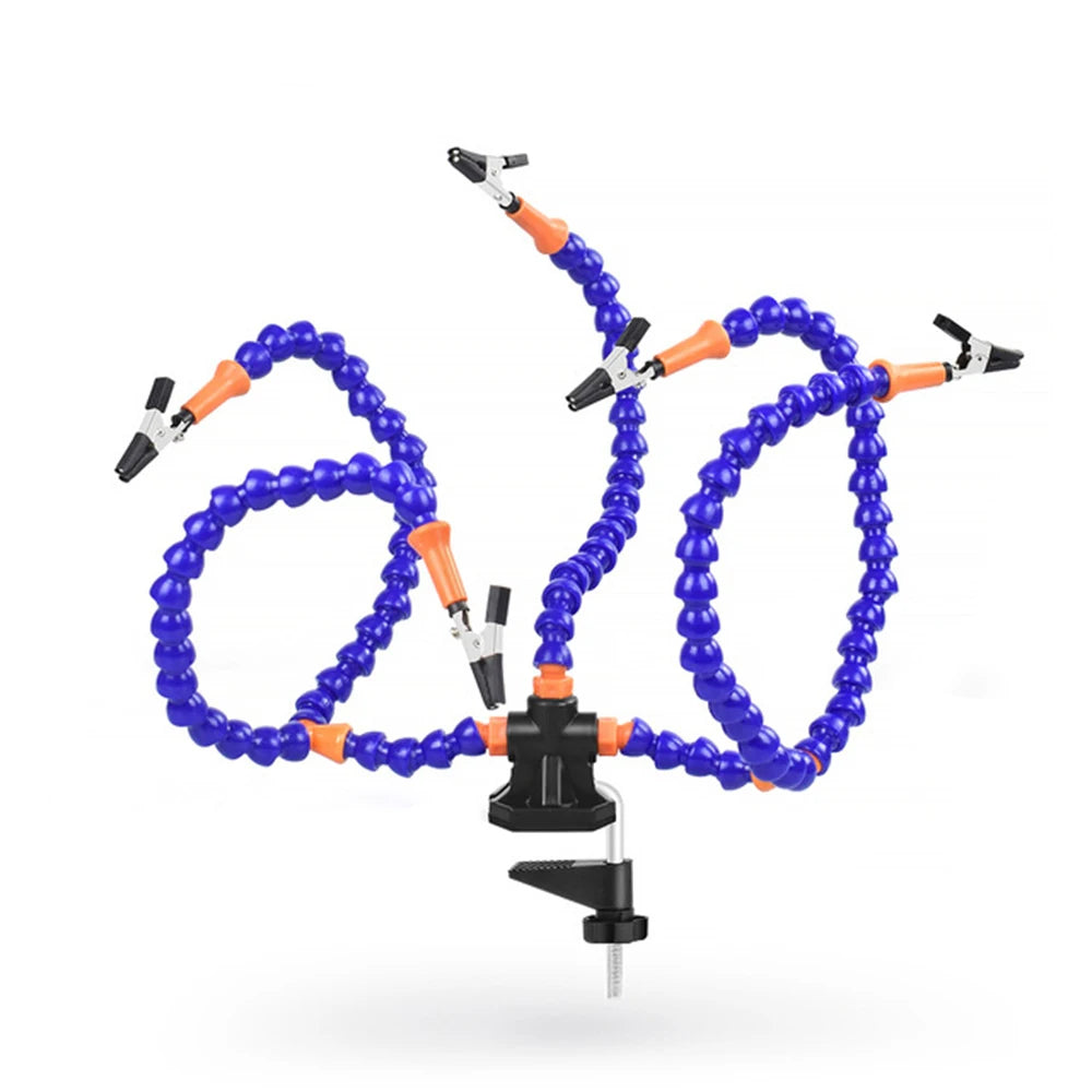 Flexible Holder Alligator Arms Soldering Helping Hands Table Clamp Pcb Board Adjustable Welding Repair Third Hand Tool Magnifier