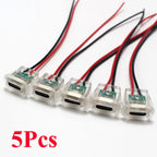 5A USB-C Type Waterproof USB Connector Direct Compression Female Base Socket Charging Interface With Welding Wire LED Lights