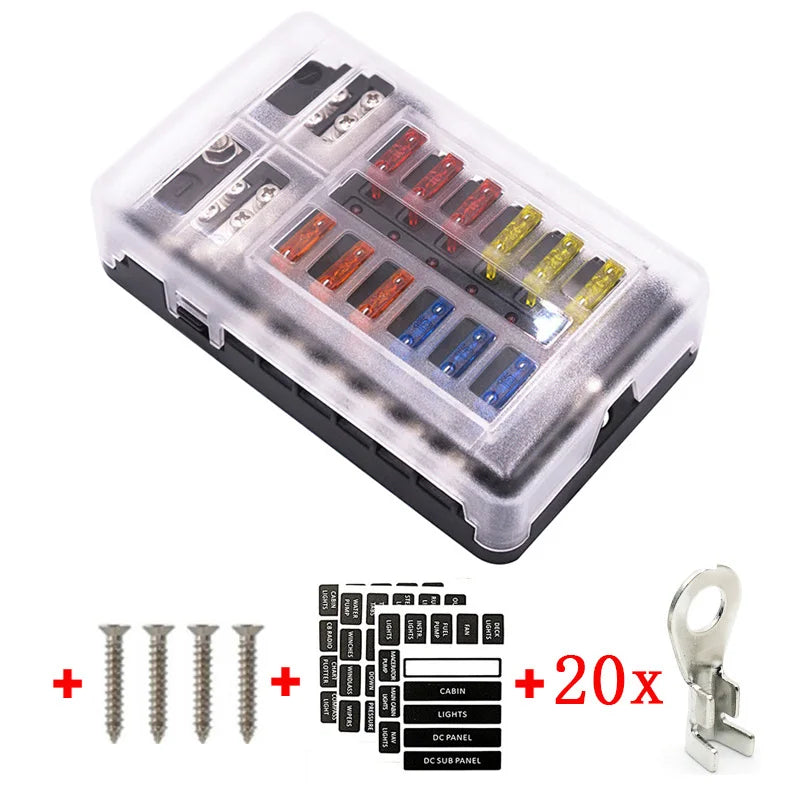 Universal 12 Ways 6 Ways Blade Fuse Block 12V 32V Car Fuse Holder Box Marine Auto Fuse Connector Switch With LED Indicator Light