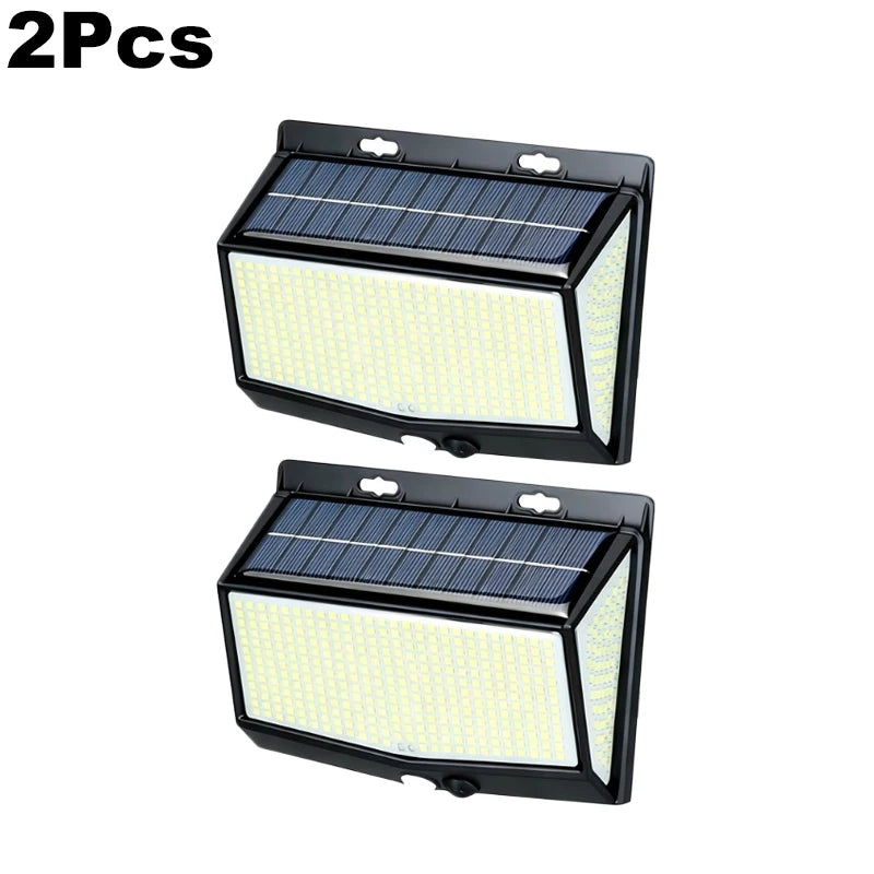 468 LED Outdoor Solar Lights with Motion Sensor 3 Lighting Modes Waterproof Solar Wall Lights for Courtyard Garage Fence Patio