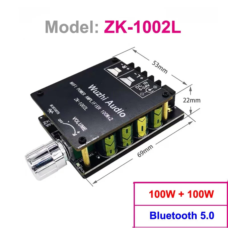 2*100W Bluetooth 5.0 TPA3116D2 Audio Power Amplifier Stereo HiFi Class D Digital TPA3116 Home Theater AUX Mini Music AMP