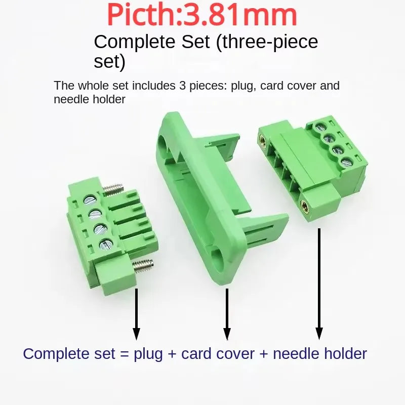 2sets 15EDGWC 3.81mm 5.08mm Terminal Block Through-wall Welding-free Plug-in Type 2P/3P-16P 15EDG 3.81mm with Flange Fixed Panel